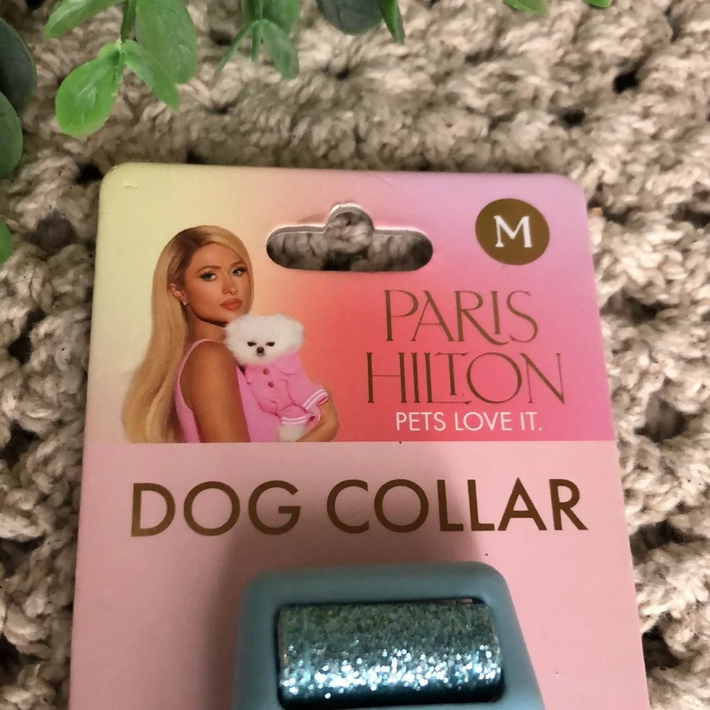 Paris Hilton Blue Glitter Dog Collar Size M